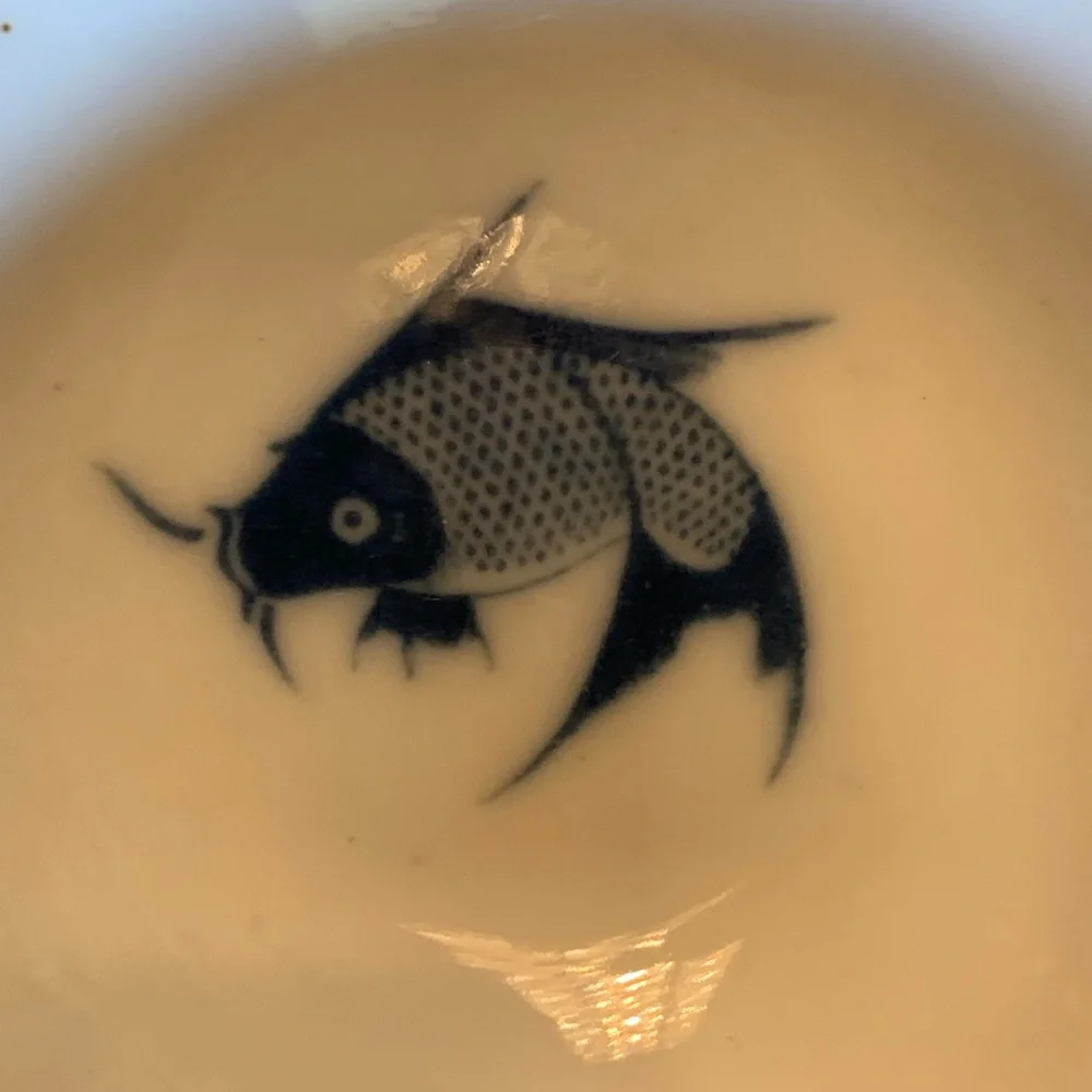 Ceramic Fish Blue White Design Sauce Bowl Set of 2